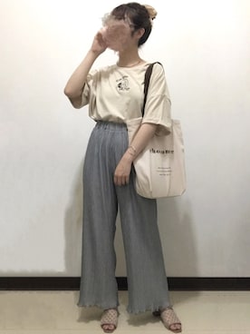 「chocomee（チョコミー）のアイテム（トートバッグ）」を使った、ビ﹏台湾人日本在住さん（レディース・152cm）の夏コーディネート
