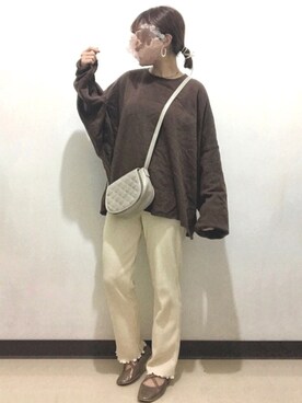 「one after another NICE CLAUP（ワンアフターアナザーナイスクラップ）のアイテム（バレエシューズ、ゴールド系）」を使った、ビ﹏台湾人日本在住さん（レディース・152cm）の秋コーディネート