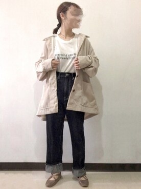 「one after another NICE CLAUP（ワンアフターアナザーナイスクラップ）のアイテム（バレエシューズ、ゴールド系）」を使った、ビ﹏台湾人日本在住さん（レディース・152cm）の秋コーディネート