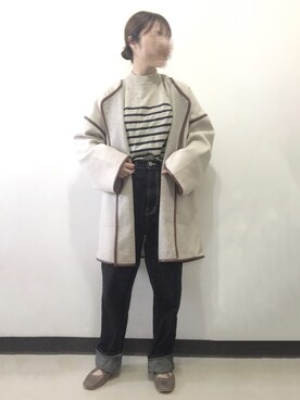 「rps（アールピーエス）のアイテム（ノーカラージャケット）」を使った、ビ﹏台湾人日本在住さん（レディース・152cm）の秋コーディネート