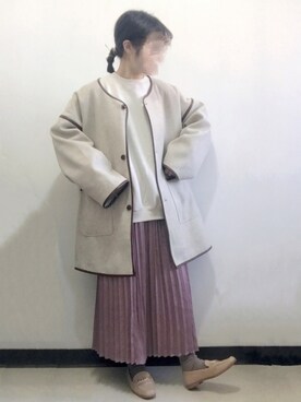 「rps（アールピーエス）のアイテム（ノーカラージャケット）」を使った、ビ﹏台湾人日本在住さん（レディース・152cm）の秋コーディネート