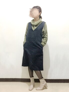 「Te chichi（テチチ）のアイテム（オールインワン・サロペット）」を使った、ビ﹏台湾人日本在住さん（レディース・152cm）の冬コーディネート