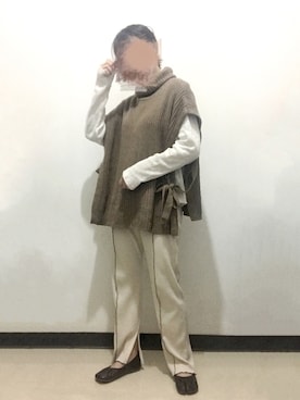 「rps（アールピーエス）のアイテム（ベスト）」を使った、ビ﹏台湾人日本在住さん（レディース・152cm）の冬コーディネート