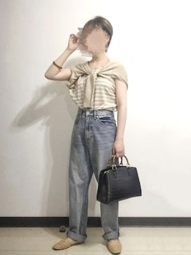 「OZOC（オゾック）のアイテム（ボストンバッグ）」を使った、ビ﹏台湾人日本在住さん（レディース・152cm）の春コーディネート