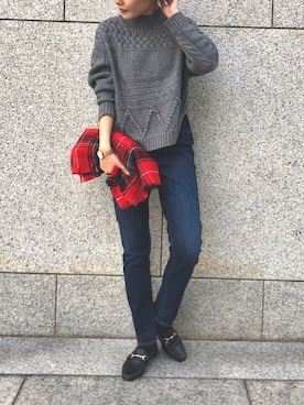 「Moname（モナーム）のアイテム（パンツ）」を使った、reaさん（レディース・156cm）の冬コーディネート