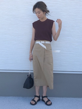 「L.H.P（エルエイチピー）のアイテム（サンダル）」を使った、Miyu Yamaokaさん（レディース・162cm）の夏コーディネート