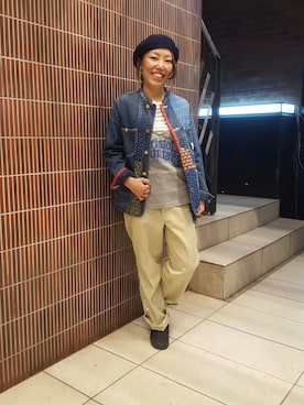 「BEAVER（ビーバー）のアイテム（帽子）」を使った、yamaayuさん（レディース・151cm）の春コーディネート