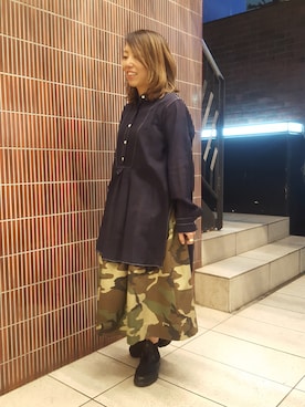 「Nigel Cabourn（ナイジェルケーボン）のアイテム」を使った、yamaayuさん（レディース・151cm）の春コーディネート
