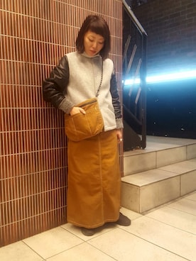 「MANASTASH（マナスタッシュ）のアイテム（スカート）」を使った、yamaayuさん（レディース・151cm）の冬コーディネート