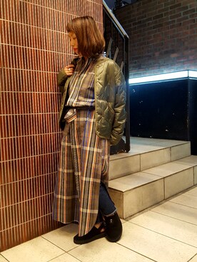 「unfil」｜「アイテム（ブルゾン）」を使った、yamaayuさん（レディース・151cm）の冬コーディネート