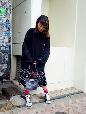 「BEAVER（ビーバー）のアイテム（バッグ）」を使った、yamaayuさん（レディース・151cm）の春コーディネート