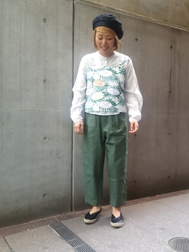 「MANASTASH」｜「アイテム（スリッポン）」を使った、yamaayuさん（レディース・151cm）の春コーディネート