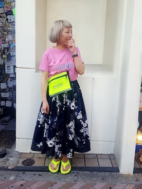 「and wander（アンドワンダー）のアイテム」を使った、yamaayuさん（レディース・151cm）の夏コーディネート