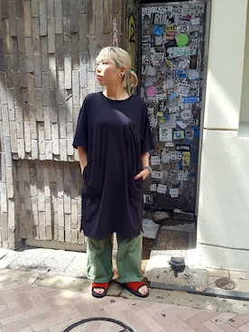 「MANASTASH（マナスタッシュ）のアイテム（ワンピース/ドレス）」を使った、yamaayuさん（レディース・151cm）の夏コーディネート