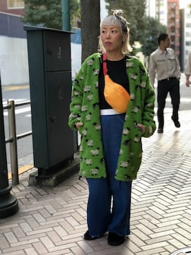 「リメイクデニム」｜「アイテム（ノーカラージャケット）」を使った、yamaayuさん（レディース・151cm）の秋コーディネート