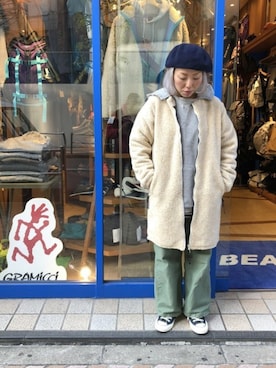 「BEAVER（ビーバー）のアイテム（ノーカラージャケット）」を使った、yamaayuさん（レディース・151cm）の秋コーディネート