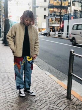 「MANASTASH（マナスタッシュ）のアイテム（ジャケット/アウター）」を使った、yamaayuさん（レディース・151cm）の冬コーディネート