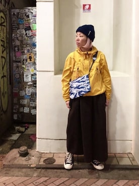 「MANASTASH（マナスタッシュ）のアイテム（ジャケット/アウター）」を使った、yamaayuさん（レディース・151cm）の冬コーディネート