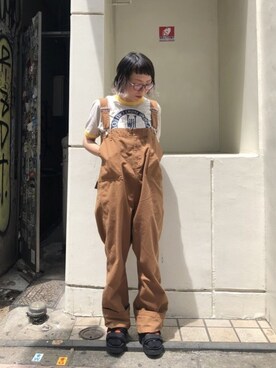 「SHAKA」｜「アイテム（サロペット/オーバーオール）」を使った、yamaayuさん（レディース・151cm）の春コーディネート