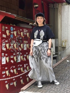 「dbsw（ドリンクビールセイブウォーター）のアイテム（帽子）」を使った、yamaayuさん（レディース・151cm）の夏コーディネート