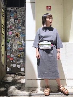 「MANASTASH（マナスタッシュ）のアイテム（ワンピース/ドレス）」を使った、yamaayuさん（レディース・151cm）の夏コーディネート