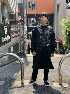 「and wander（アンドワンダー）のアイテム（シャツワンピース）」を使った、yamaayuさん（レディース・151cm）の夏コーディネート
