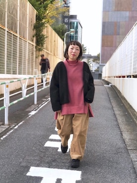 「MANASTASH（マナスタッシュ）のアイテム（ジャケット/アウター）」を使った、yamaayuさん（レディース・151cm）の秋コーディネート