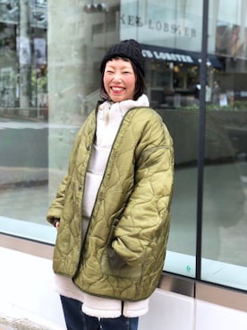 「MANASTASH（マナスタッシュ）のアイテム（その他アウター）」を使った、yamaayuさん（レディース・151cm）の秋コーディネート