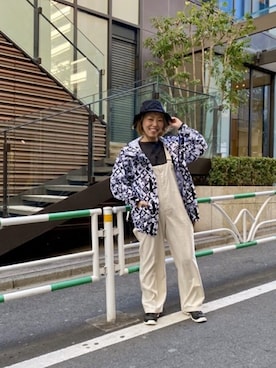 「MANASTASH（マナスタッシュ）のアイテム（オールインワン・サロペット）」を使った、yamaayuさん（レディース・151cm）の冬コーディネート
