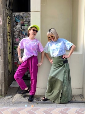 「BEAVER（ビーバー）のアイテム（キャップ）」を使った、yamaayuさん（レディース・151cm）の春コーディネート