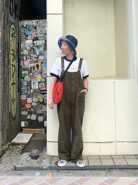 「MANASTASH（マナスタッシュ）のアイテム（オールインワン・サロペット）」を使った、yamaayuさん（レディース・151cm）の春コーディネート
