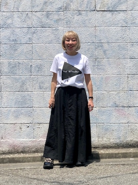 「MANASTASH（マナスタッシュ）のアイテム（スカート）」を使った、yamaayuさん（レディース・151cm）の夏コーディネート