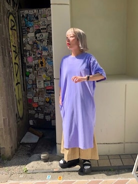 「MANASTASH（マナスタッシュ）のアイテム（ワンピース/ドレス）」を使った、yamaayuさん（レディース・151cm）の夏コーディネート