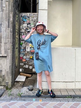 「キャンプ」｜「アイテム（財布/小物）」を使った、yamaayuさん（レディース・151cm）の夏コーディネート