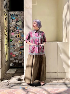 「MANASTASH（マナスタッシュ）のアイテム（スカート）」を使った、yamaayuさん（レディース・151cm）の春コーディネート