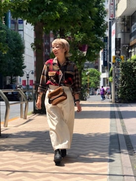 「PENDLETON（ペンドルトン）のアイテム（トップス）」を使った、yamaayuさん（レディース・151cm）の夏コーディネート