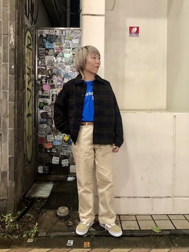 「MANASTASH（マナスタッシュ）のアイテム（カバーオール）」を使った、yamaayuさん（レディース・151cm）の秋コーディネート