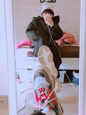 「韓国好きな人と繋がりたい」｜「アイテム（ニットキャップ/ビーニー）」を使った、jjiyongさん（メンズ・170cm）の冬コーディネート