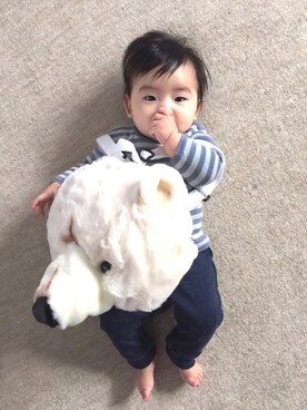 「GEORGE'S（ジョージズ）のアイテム（バックパック/リュック）」を使った、U.T.Aさん（キッズ・70cm）の冬コーディネート