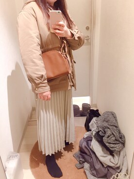 「RETRO GIRL（レトロガール）のアイテム（ミリタリージャケット）」を使った、suuuさん（レディース・154cm）の冬コーディネート