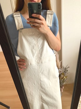「LOWRYS FARM（ローリーズファーム）のカツラギジャンスカ　818561（ジャンパースカート、ホワイト系）」を使った、ayaさん（レディース）の夏コーディネート