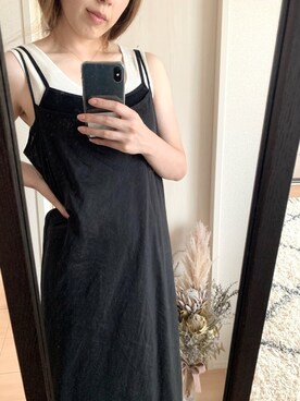 「GU（ジーユー）のアイテム（タンクトップ、ベージュ系）」を使った、ayaさん（レディース）の夏コーディネート
