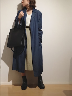 「PLST（プラステ）のアイテム（トレンチコート）」を使った、chiakiさん（レディース・155cm）の春コーディネート