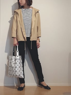 「MACPHEE（マカフィー）のアイテム（モッズコート）」を使った、chiakiさん（レディース・155cm）の春コーディネート