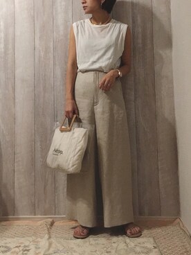 「REAL CUBE（リアルキューブ）のアイテム（バッグ）」を使った、chiakiさん（レディース・155cm）の夏コーディネート