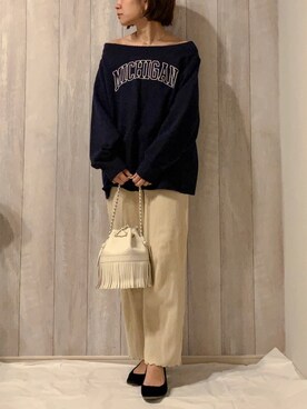 「AP STUDIO（エーピーストゥディオ）のアイテム（スウェット）」を使った、chiakiさん（レディース・155cm）の冬コーディネート
