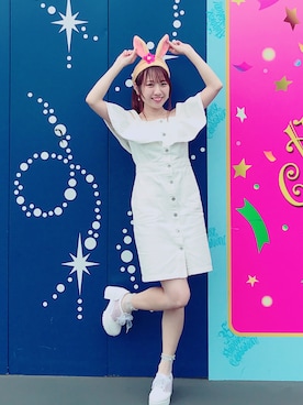 「CECIL McBEE（セシルマクビー）のアイテム（ジャンパースカート）」を使った、壁谷茉莉衣🌻メルティハートさん（レディース・151cm）の夏コーディネート