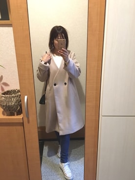 「KOBE LETTUCE（コウベレタス）のアイテム（チェスターコート）」を使った、YUuさん（レディース・160cm）の冬コーディネート