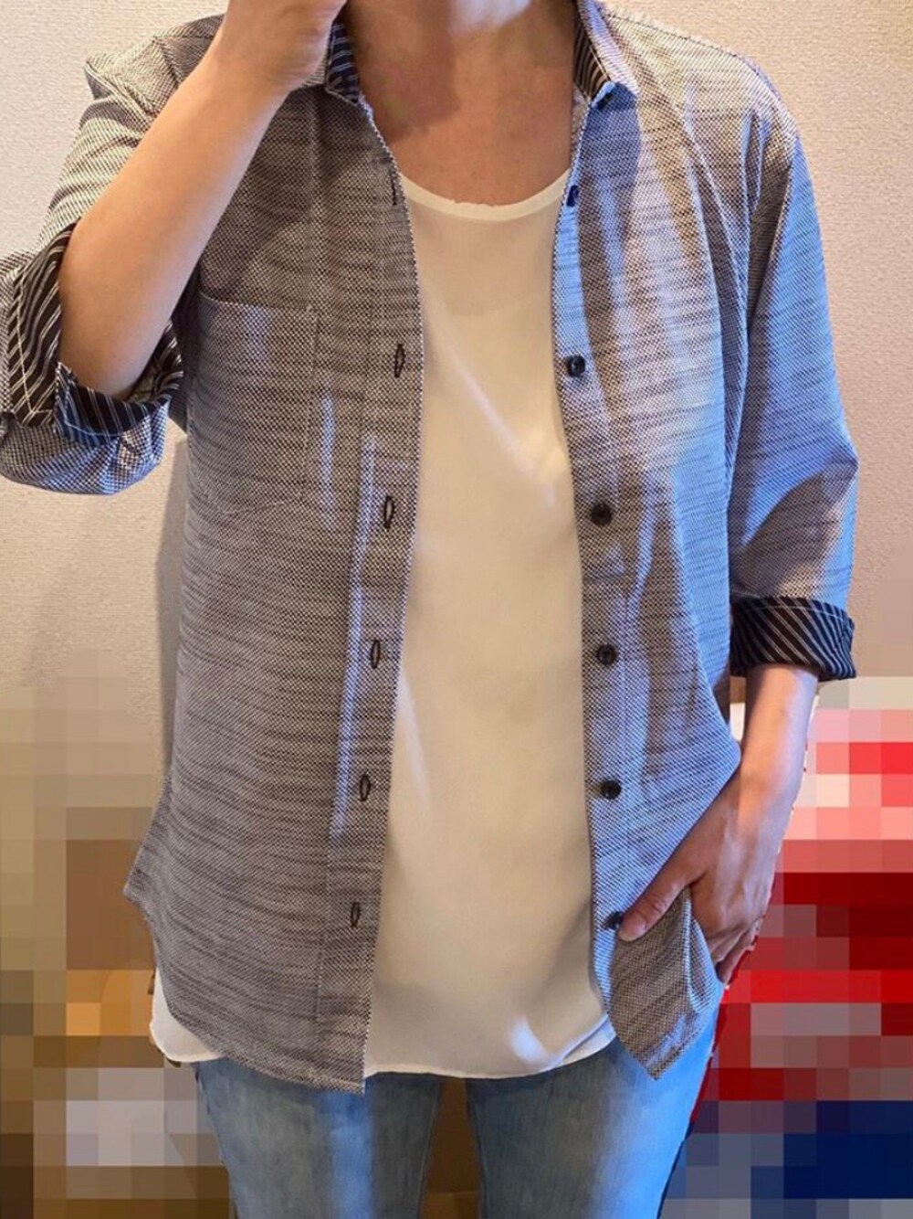 「お洒落さんとつながりたい、シンプルコーデ、大人カジュアル、休日コーデ、キレイめ、今日のコーデ、MK MICHEL KLEIN homme(MK MICHEL KLEIN homme)、イトキン、ユニセックス」｜「MK MICHEL KLEIN HOMME のアイテム（シャツ/ブラウス、グレー系）」を使った、MKhomme ららぽーと船橋さん（メンズ・160cm）の春コーディネートの1枚目の写真
