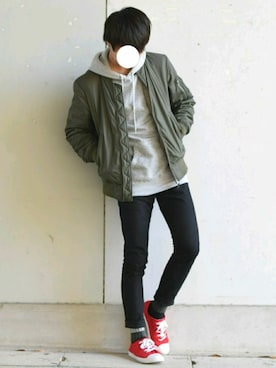 「H&M（エイチ・アンド・エム）のアイテム（パーカー）」を使った、こーせ︎︎︎︎︎︎︎︎さん（メンズ・169cm）の秋コーディネート